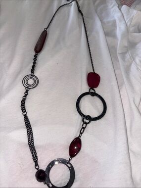 Women’s Long Statement Necklace with Deep Accents